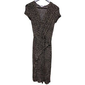 Max Mara Women's Brown Leopard VNeck Wrap Front Dress Size 40 Medium Italy